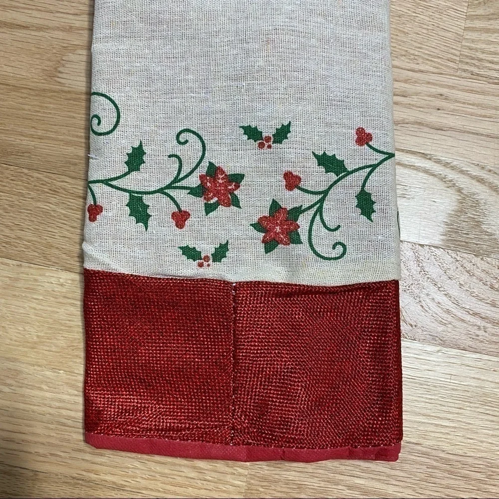 Burlap Christmas Tree Skirt NWT 40 in Holiday Red Tan Green Country Primitive